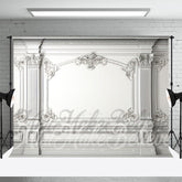 Aperturee - White Outline Fancy Baroque Retro Wall Backdrop